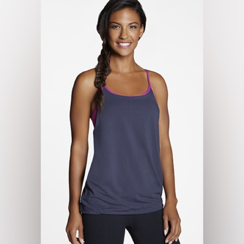 Fabletics Norwalk Tank in Mulberry & Charcoal Heather Size L